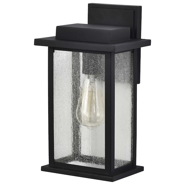 Nuvo Sullivan 1-Lgt Medium Wall Lantern - Matte Black / Clear Seeded Glass 60/7375 - main